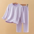thumbnail image 1 of BRGZLK 2PC Kids Homewear Girls Cute Solid Color Home Suit Set Casual Warm Round Collar Base Layer Fall Winter Clothes and Pants Purple 6-9 Months, 1 of 4