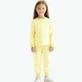 thumbnail image 1 of BRGZLK 2PC Kids Homewear Sets Boy Girl Cute Stripes Loungewear Casual Warm Long Sleeved Top and Long Pants Homewear Yellow 11-12 Years, 1 of 5