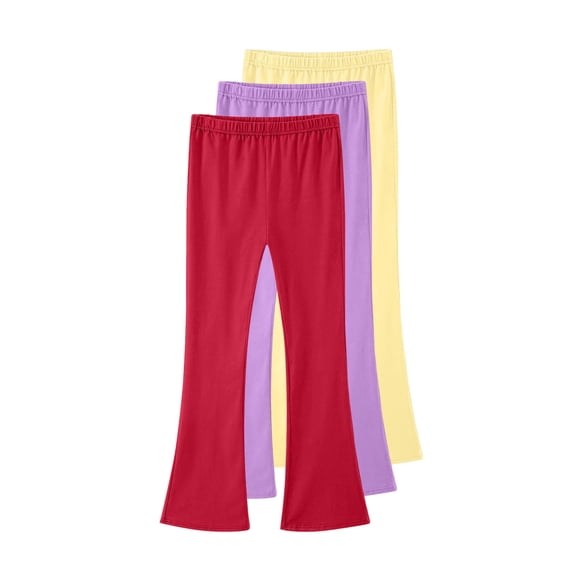 BRGZLK 3 Pack Girls Solid Color Cotton Flare Leggings Kids High Waist Bell Bottoms Yoga Pants Casual Leggings Outside For Kids Yellow 10-11 Years