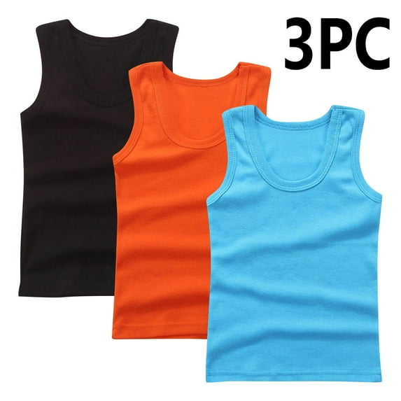 BRGZLK 3 Pack Kids Undershirts Tank Tops Girls Summer Trendy Solid Base Sleeveless Top Cotton Super Soft Round Neck Camisoles Black 2-3 Years