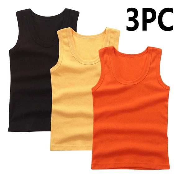 BRGZLK 3 Pack Kids Undershirts Tank Tops Girls Summer Trendy Solid Base Sleeveless Top Cotton Super Soft Round Neck Camisoles Coffee 5-6 Years