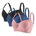 thumbnail image 1 of BRGZLK 3 Pack Sports Bras for Women Solid Color High Support Wireless Bra Plus Size C Cup Seamless No Underwire Push Up Full Coverage Bralettes Black B 40C, 1 of 8