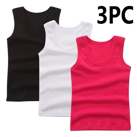 BRGZLK 3 Pack Toddler Cotton Undershirt Tank Tops Summer Trendy Solid Base Inner Layer Soft Comfort Round Neck Camisoles Bronze 5-6 Years
