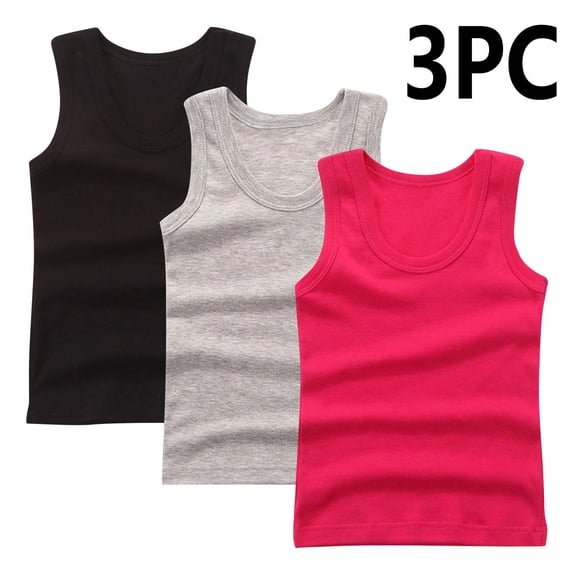 BRGZLK 3 Pack Toddler Cotton Undershirt Tank Tops Summer Trendy Solid Base Inner Layer Soft Comfort Round Neck Camisoles Coffee 9-10 Years