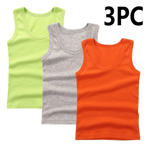 BRGZLK 3 Pack Toddler Cotton Undershirt Tank Tops Summer Trendy Solid Base Inner Layer Soft Comfort Round Neck Camisoles Multicolor 5-6 Years
