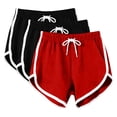 thumbnail image 1 of BRGZLK 3 Pack Women Shorts Summer 2026 Novel Color Block Drawstring Waist Athletic Shorts Soft Comfortable Yoga Dance Short Pants Red A XL, 1 of 7