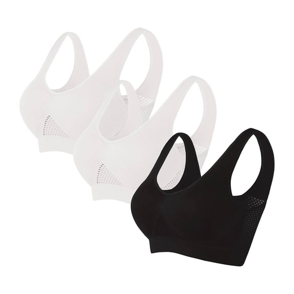 BRGZLK 3 Pack Women's Sports Bras Comfy Support Seamless Wireless Lightweight Sports Yoga Tank Top with Removable Pads Black A XXXXL