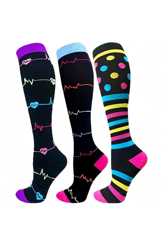 3 Pairs Sports Compression Socks Women Rope Skipping Running Ankle Socks Elastic Long Tube Socks for Fall Winter Foot Warm D M