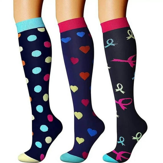 BRGZLK 3 Pairs Winter Long Socks for Women Cute Graphic Cotton Warm Knee High Socks for Sport Outdoor Running and Cycling Green A S/M