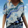 thumbnail image 1 of BRGZLK 4Th Of July V Neck T-Shirts For Womens Fashion Independence Day Printed Tee Casual Short Sleeve V Neck Loose Summer Tops Light Blue XL, 1 of 5