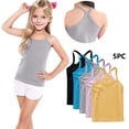 thumbnail image 1 of BRGZLK 5 Pack Girls Tank Tops Spaghetti Strap Halter Y-Back Dance Tank Tops Summer Casual Solid Color Soft Comfort Breathable Camisole for Running Sport Gray 3-4 Years, 1 of 5