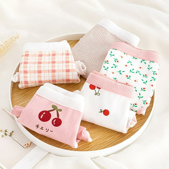 BRGZLK 5 Pack Teen Girls Panties Cute Solid Color Cotton Mid-Rise Stretch Underwear Soft Comfortable Panties Bikini Multicolor 16-17 Years