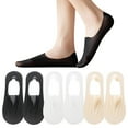 thumbnail image 1 of BRGZLK 6 Pairs Women Summer Ultra Thin Ice Silk Shallow Mouth Invisible Boat Socks Silicone Anti Slip Trimmable Short Socks Withe One Size, 1 of 5