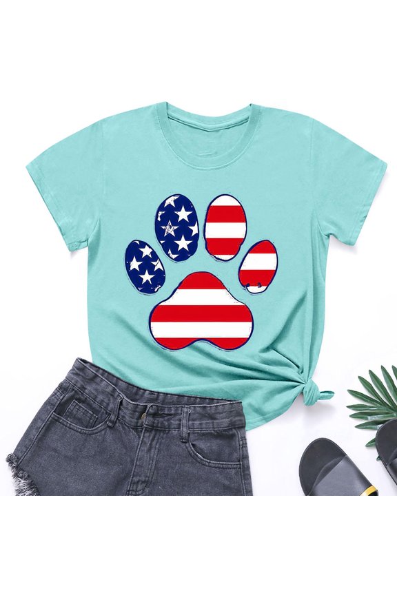 American Flag Patriotic Shirt For Toddler Kids Funny Graphic Cotton T-Shirt Boys Girls Cute Round Neck Soft Short Sleeve Top Blue 9-10 Years
