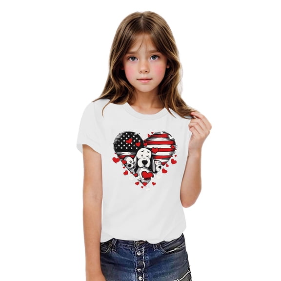 BRGZLK American Flag Tops For Toddler Boys Girls Independence Day Patriotic Short Sleeve T-Shirts Fashion Casual Round Neck Cotton Tees White 3-4 Years