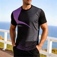 thumbnail image 1 of BRGZLK Athletic T-Shirt for Men Summer Moisture Wicking Quick Dry Short Sleeve Shirts Trendy Print Lightweight Comfortable Sports Tee Tops Purple XL, 1 of 5