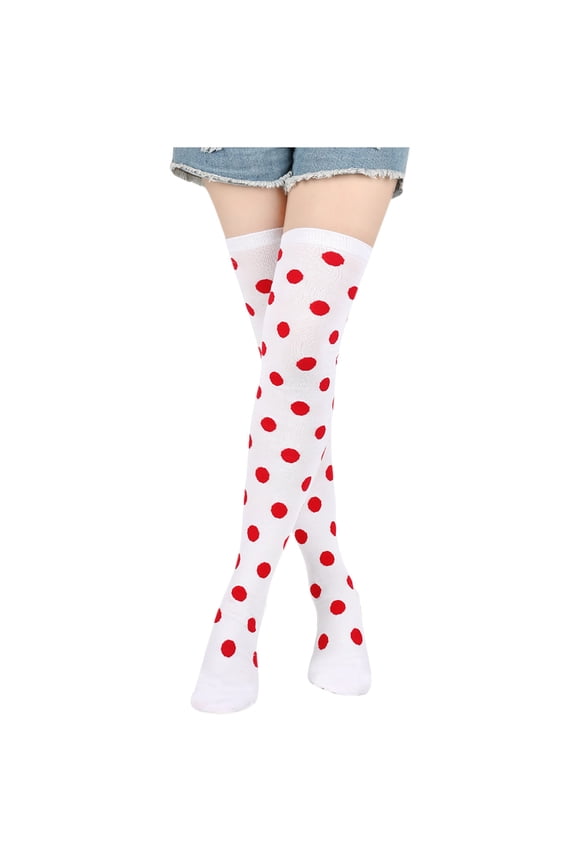 Autumn Winter Warm Polka Dot Element Print Knee Socks Women Men Universal Socks Mid Tube Cotton Cycling Socks Hot Pink One Size