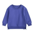 thumbnail image 1 of BRGZLK Baby Boys Girls Hoodie Sweatshirt Kids Crew Neck Long Sleeve Pullover Tops Blouse Solid Color Warm Comfy Fall Winter Clothes Blue 4-5 Years, 1 of 6