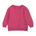 thumbnail image 1 of BRGZLK Baby Boys Girls Hoodie Sweatshirt Kids Crew Neck Long Sleeve Pullover Tops Blouse Solid Color Warm Comfy Fall Winter Clothes Hot Pink 4-5 Years, 1 of 6