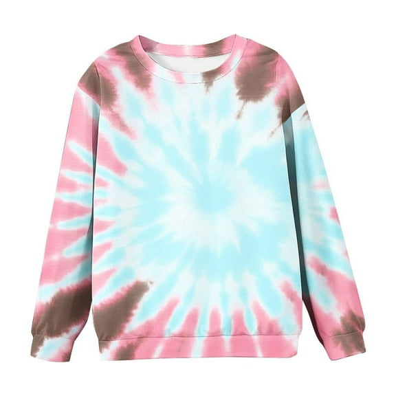 BRGZLK Baby Boys Girls Sweatshirt Tops Trendy Tie-Dye Printed Long Sleeved T-Shirt Loose Casual Round Neck Pullover Fall Clothes Pink 1-2 Years