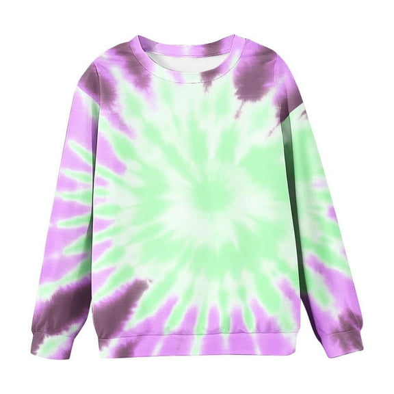 BRGZLK Baby Boys Girls Sweatshirt Tops Trendy Tie-Dye Printed Long Sleeved T-Shirt Loose Casual Round Neck Pullover Fall Clothes Purple 1-2 Years