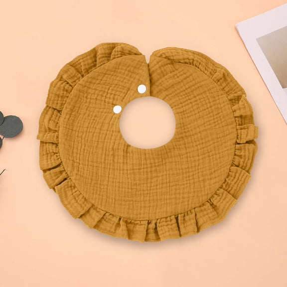 BRGZLK Baby Muslin Bibs Boys Girls Cute Solid Color Cotton Adjustable Bib Gauze Towel Newborn Drool Bib Yellow Free Size
