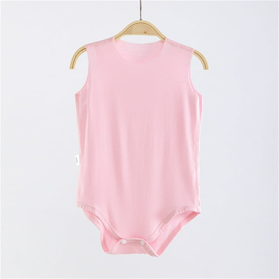 BRGZLK Baby Rompers Summer Sleeveless Bag Fart Clothes Boys Girls Newborn Breathable Comfy Cotton Bodysuit Pink 3-6 Months