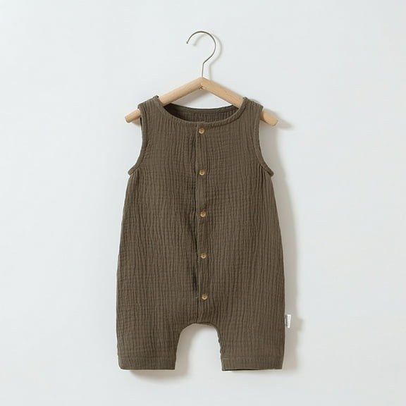 BRGZLK Baby Summer New Onesie Newborn Climbing Clothes Short Sleeve Soft Skin-Friendly Thin Jumpsuit Bag Fart Clothes Brown 3-6 Months