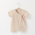 thumbnail image 1 of BRGZLK Baby Summer New Onesie Newborn Side Snap Kimono Bodysuit Short Sleeve Thin Jumpsuit Bag Fart Clothes Khaki 0-3 Months, 1 of 3