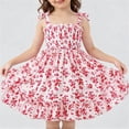 thumbnail image 1 of BRGZLK Baby Toddler Girl Sundress Summer 2026 Cute Floral Print Sleeveless Ruffle Tie-Strap Beach Casual Flowy A-Line Dress for Party Red 8-9 Years, 1 of 5