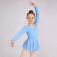 thumbnail image 1 of BRGZLK Ballet Dance Dress for Girls Spring Summer Solid Color Long Sleeve V-Neck Jumpsuit Gymnastics Outfits Tutu Dress Dance Costumes Outfit Blue 5-6 Years, 1 of 5