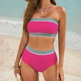 thumbnail image 1 of BRGZLK Bandeau Bikini Set for Women Color Block High Waisted Tummy Control Swimsuits Push Up Strapless Bathing Suit 2026 Summer Swimwear Hot Pink XL, 1 of 5