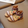 thumbnail image 1 of BRGZLK Bohemian Girls Vintage Sandals Summer High Top Ethnic Soft Sole Open Toe Comfortable Shoes Zipper Back Roman Flat Sandals with Tassel Beaded,Gift for Kids Girls Red 2-2.5 Years, 1 of 7