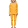 thumbnail image 1 of BRGZLK Boy Girl Thermal Underwear Autumn Winter Long Sleeve Seamless Autumn Clothes Pants Solid Color Fleece Lined Home Clothing Loungewear Yellow 8-9 Years, 1 of 4