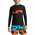 thumbnail image 1 of BRGZLK Boy's 2 Piece Swimsuit Summer 2026 Tropical Graphic Long Sleeve Modest Swimsuit with Shorts Beach Vacation Swimsuit Surf Suit Set Orange 7-8 Years, 1 of 7