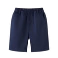 thumbnail image 1 of BRGZLK Boy's Shorts Back to School Season Solid Color Casual Full Elastic Waist School Uniform Daily Wear Dress Summer 5 Inch Shorts for Kids Navy 7-8 Years, 1 of 4