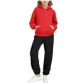 thumbnail image 1 of BRGZLK Boys Clothes 2pcs Solid Color Round Collar Long Sleeve Regular Shoulder Hoodie Sweatshirt and Sweatpants Fall Winter Outfits Red 3-4 Years, 1 of 4