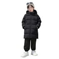 thumbnail image 1 of BRGZLK Boys Coats Lightweight Padded Coat Solid Color Long Sleeved Zipper Hooded Windproof and Warm Mid-length Style Winter Outwear with Pocket Black 14-15 Years, 1 of 4