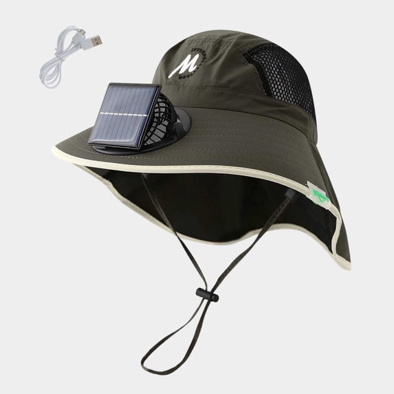 BRGZLK Boys Cooling Solar Fan Hat Summer 2026 Trendy Quick Drying Adjustable Sun Protection Hats for Outdoor Green Free Size