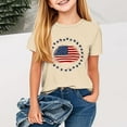 thumbnail image 1 of BRGZLK Boys Girls 4Th Of July T-Shirts Trendy Independence Day Flag Printed Blouse Kids Casual Round Neck Memorial Day Short Sleeved Tops Beige 12-13 Years, 1 of 4