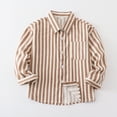 thumbnail image 1 of BRGZLK Boys Girls Fall T-Shirt, Kids Casual Long Sleeve Lapel Collared Cute Button Down Striped Shirts with Pocket Coffee 5-6 Years, 1 of 6
