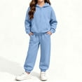 thumbnail image 1 of BRGZLK Boys Girls Hoodie Sweatsuit Set Trendy Solid Color Long Sleeve Half Zip Pullover Sweatshirt and Sweatpants Comfort Warm Tracksuit Fall Winter Clothes for Daily Wear 2026 Blue 9-10 Years, 1 of 7