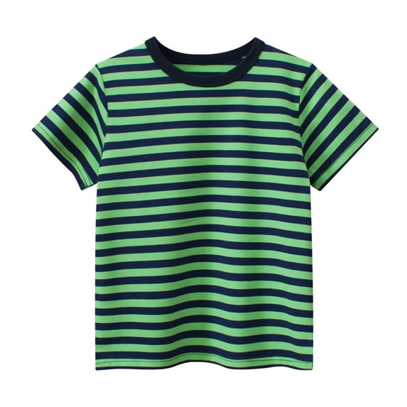 BRGZLK Boys Girls Striped Shirts Summer Funny Fashion Round Neck Short Sleeve T Shirt July 4th Patriotic Tee Top for Kids Green 2-3 Years