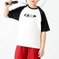 thumbnail image 1 of BRGZLK Boys Girls Summer Cotton T-Shirts Kids Sports Short Sleeved Blouse Medium And Large Children's Contrasting Loose Breathable Top White 7-8 Years, 1 of 3