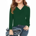 thumbnail image 1 of BRGZLK Boys Girls Thermal T-Shirt Kids Trendy Solid Color Loose V-Neck Pulllover Blouses Cozy Breathable Long Sleeve Shirts for School and Play Green 4-5 Years, 1 of 5