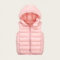 thumbnail image 1 of BRGZLK Boys Girls Winter Hooded Puffer Vest Fall Winter Trendy Solid Color Full-Zipper Lightweight Warm Sleeveless Casual Jacket Pink 13-14 Years, 1 of 7
