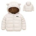 thumbnail image 1 of BRGZLK Boys Girls Winter Outerwear Coats, Baby Cute Solid Color Full-Zip Fleece Padded Lightweight Warm Winter Quilted Hooded Coat White 3-4 Years, 1 of 5