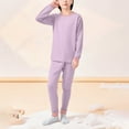 thumbnail image 1 of BRGZLK Boys Homewear Long Sleeve Round Neck Top Shirt Set Unisex Style Autumn Winter Fleece Lined Wool Warm Autumn Clothes Pants Loungewear Set Purple 17-18 Years, 1 of 5