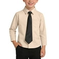 thumbnail image 1 of BRGZLK Boys Long Sleeve Dress Shirt Unisex Spring Summer Button Placket Solid Color Turn Down Collar Kids Casual Shirt Beige 9-12 Months, 1 of 5