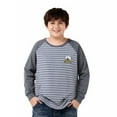 thumbnail image 1 of BRGZLK Boys Oversize T-Shirt Spring Autumn Fashion Soft Cozy Striped Print Long Sleeve Round Neck Tops Pullover Base Layer Shirt Gray 14-15 Years, 1 of 5